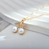 Korean Style Diamond-embedded Sweet Creative Double Shell Pearls Cherry Leaf Pendant Women's Fashion Personalized Pendant Eardrop Frame Finished Product Wholesale