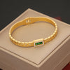 Sweet Round Stainless Steel Plating Inlay Zircon Bangle