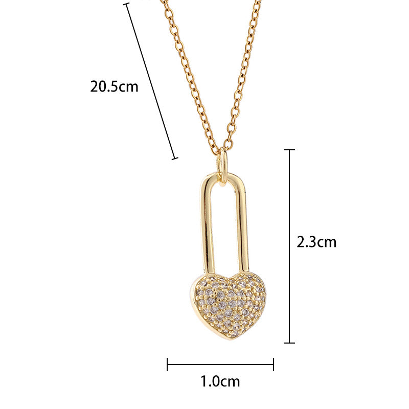 Europe And America Cross Border Love Pendant Necklace Micro-inlaid Color Zircon Clavicle Chain Geometric Girl Pendant Heart-shaped Necklace