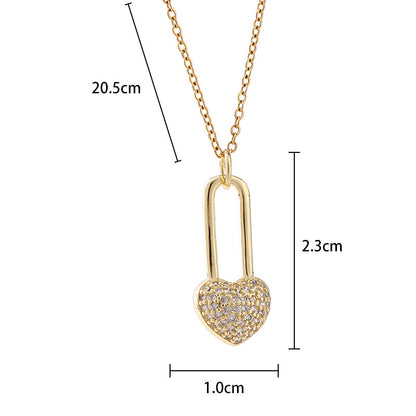 Europe And America Cross Border Love Pendant Necklace Micro-inlaid Color Zircon Clavicle Chain Geometric Girl Pendant Heart-shaped Necklace