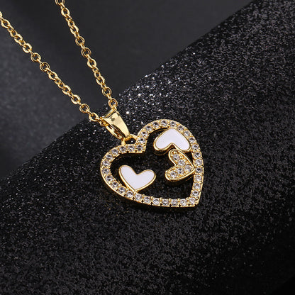 Europe And America Cross Border Love Pendant Necklace Micro-inlaid Color Zircon Clavicle Chain Geometric Girl Pendant Heart-shaped Necklace