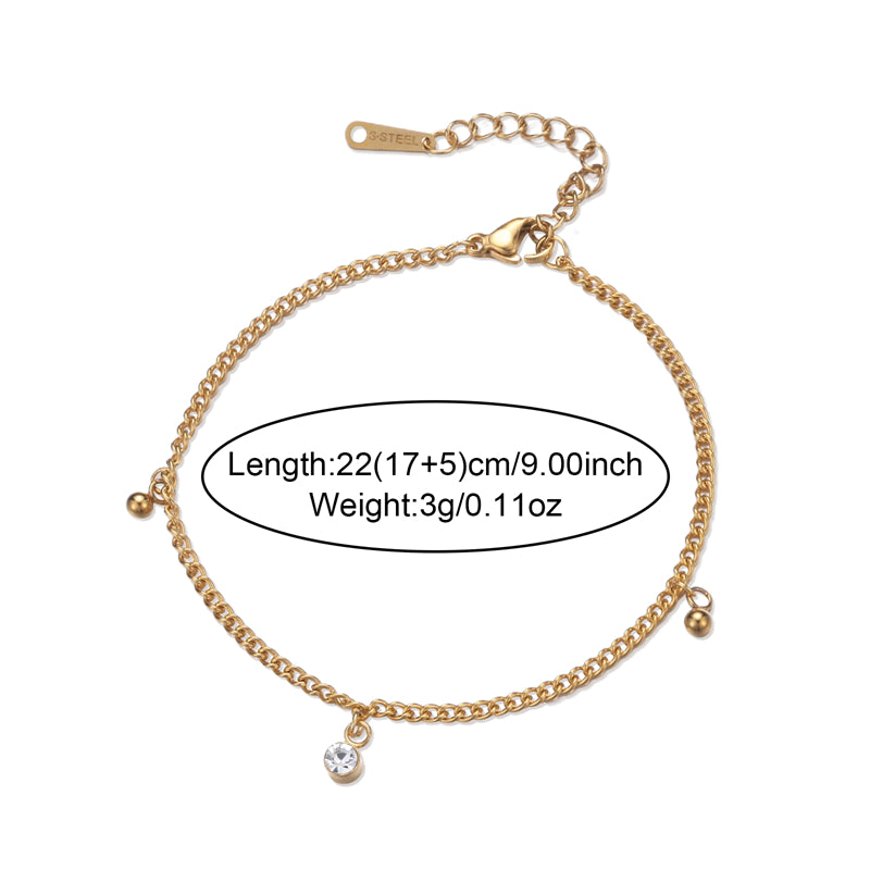 1 Women'S Stainless Steel Gold Anklet