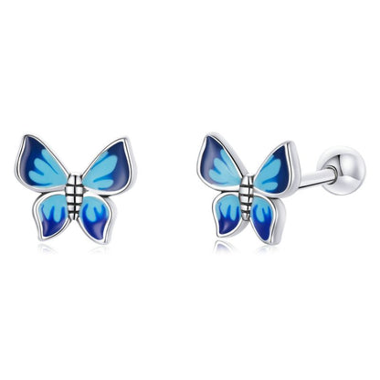 1 Pair Ig Style Handmade Butterfly Sterling Silver Ear Studs