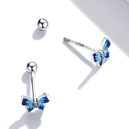 1 Pair Ig Style Handmade Butterfly Sterling Silver Ear Studs