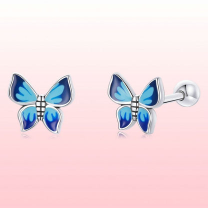 1 Pair Ig Style Handmade Butterfly Sterling Silver Ear Studs