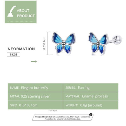 1 Pair Ig Style Handmade Butterfly Sterling Silver Ear Studs