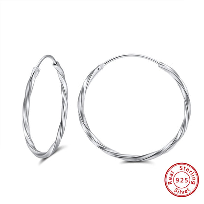 1 Pair Modern Style Classic Style Korean Style Circle Plating Sterling Silver White Gold Plated Rhodium Plated Silver Plated Hoop Earrings