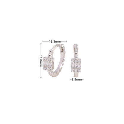 1 Pair Simple Style Shiny Rectangle Plating Inlay Sterling Silver Zircon White Gold Plated Gold Plated Earrings