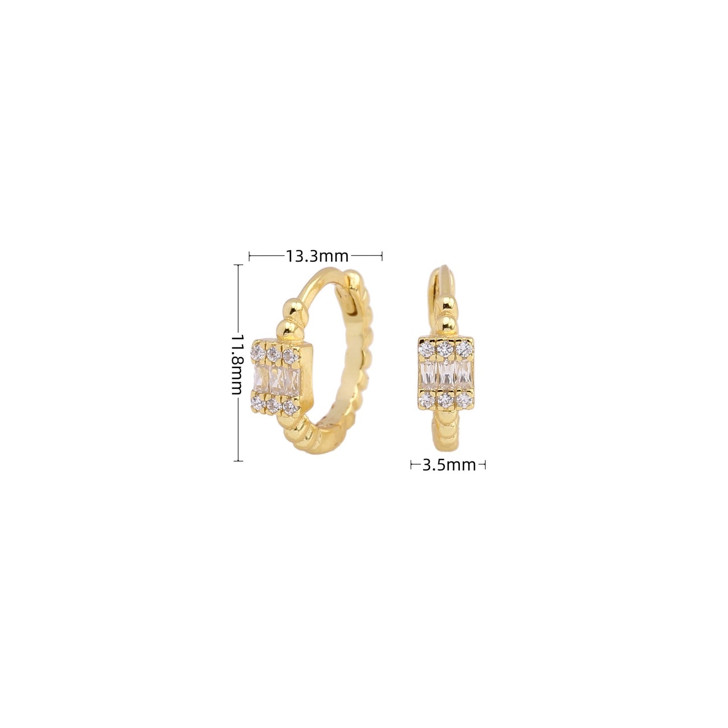 1 Pair Simple Style Shiny Rectangle Plating Inlay Sterling Silver Zircon White Gold Plated Gold Plated Earrings