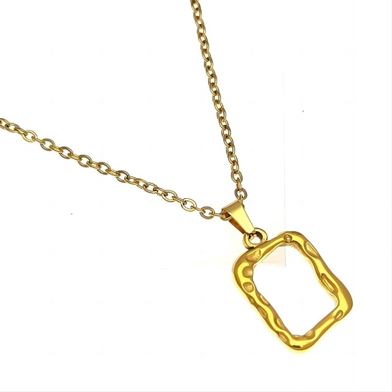 Commute Solid Color Stainless Steel Irregular Plating 18k Gold Plated Pendant Necklace