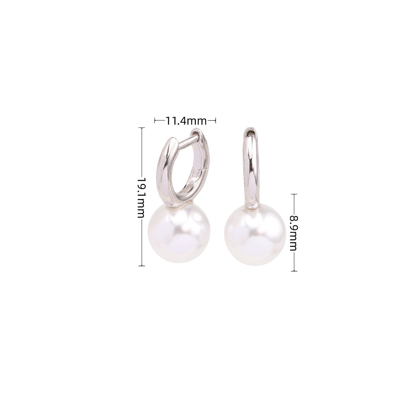 1 Pair Simple Style Round Plating Inlay Sterling Silver Pearl White Gold Plated Gold Plated Earrings