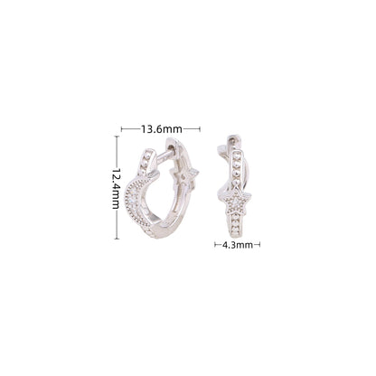 1 Pair Ig Style Casual Star Moon Plating Inlay Sterling Silver Zircon White Gold Plated Gold Plated Earrings