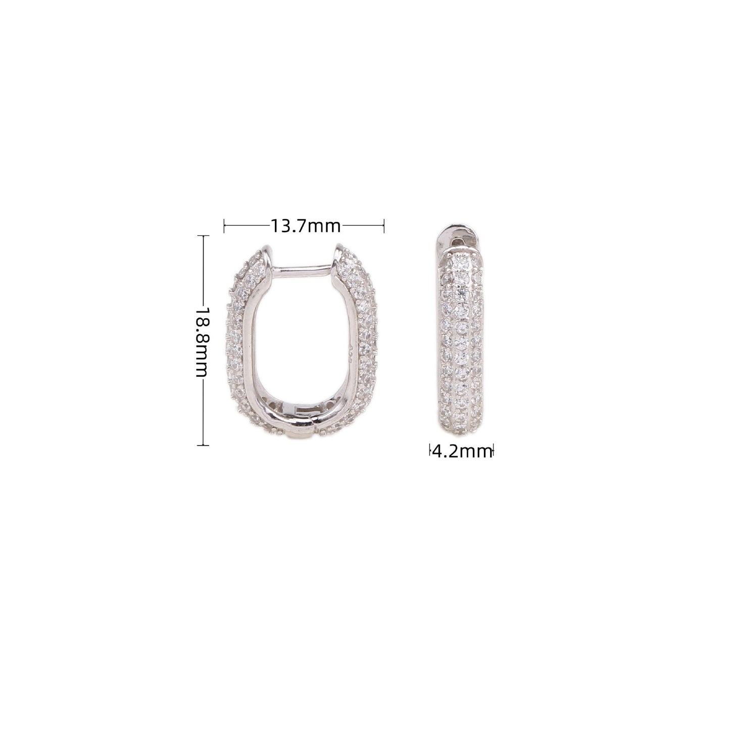 1 Pair Simple Style U Shape Plating Inlay Sterling Silver Zircon White Gold Plated Gold Plated Earrings