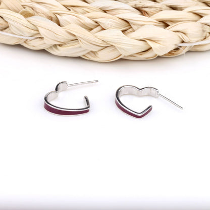 1 Pair Simple Style Heart Shape Epoxy Plating Sterling Silver Ear Studs