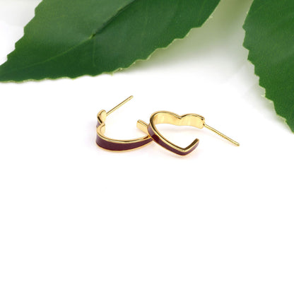 1 Pair Simple Style Heart Shape Epoxy Plating Sterling Silver Ear Studs