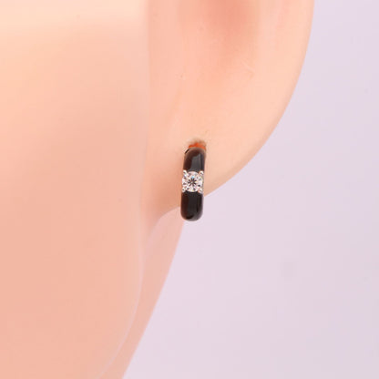 1 Pair Simple Style C Shape Epoxy Inlay Sterling Silver Gem Earrings