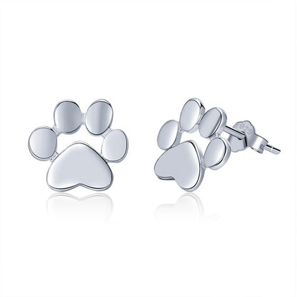 1 Pair Cute Footprint Sterling Silver Ear Studs