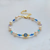 Ig Style Devil's Eye Turquoise Freshwater Pearl Seed Bead Beaded Knitting Plating 18k Gold Plated Women's Bracelets