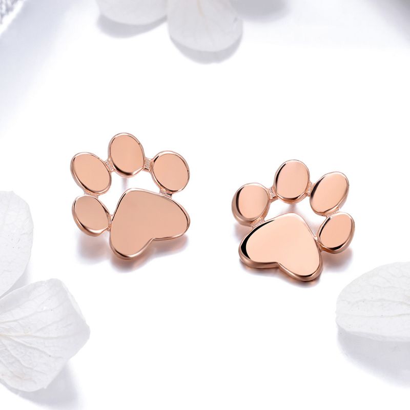 1 Pair Cute Footprint Sterling Silver Ear Studs