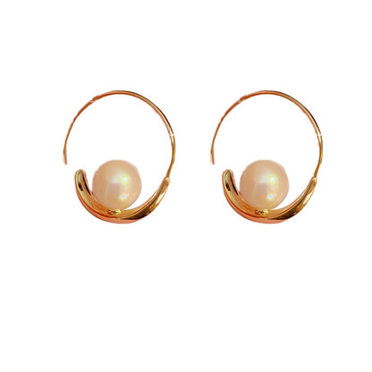 1 Pair Lady Circle Plating Inlay Alloy Artificial Pearls Gold Plated Earrings