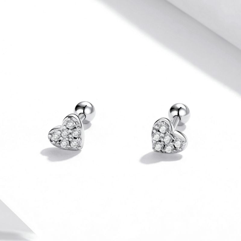 1 Pair Simple Style Heart Shape Inlay Sterling Silver Zircon Ear Studs