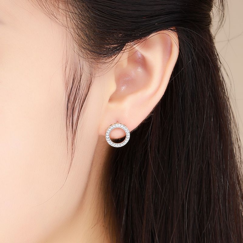 1 Pair Simple Style Round Inlay Sterling Silver Zircon Ear Studs