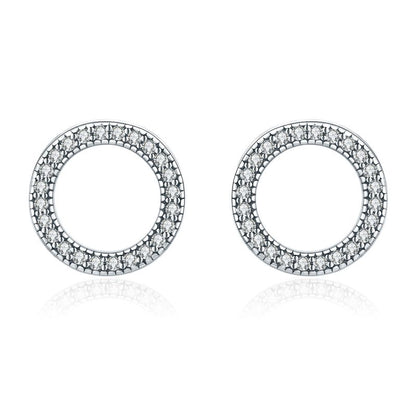 1 Pair Simple Style Round Inlay Sterling Silver Zircon Ear Studs