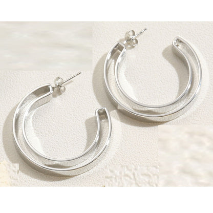 1 Pair Exaggerated Simple Style Commute Twist Polishing Plating Copper 14k Gold Plated White Gold Plated Hoop Earrings