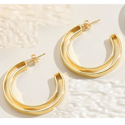 1 Pair Exaggerated Simple Style Commute Twist Polishing Plating Copper 14k Gold Plated White Gold Plated Hoop Earrings