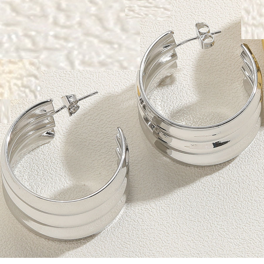 1 Pair Exaggerated Simple Style Commute Twist Polishing Plating Copper 14k Gold Plated White Gold Plated Hoop Earrings