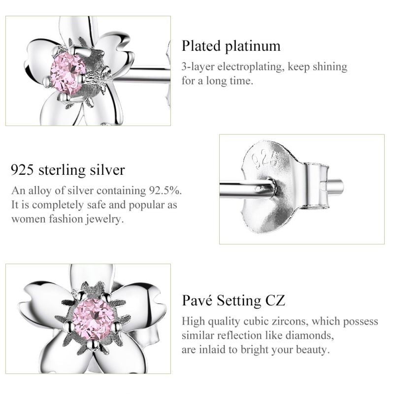 1 Pair Simple Style Dog Flower Inlay Sterling Silver Zircon Ear Studs