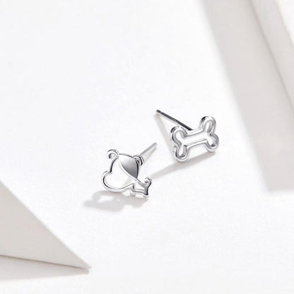 1 Pair Simple Style Dog Flower Inlay Sterling Silver Zircon Ear Studs