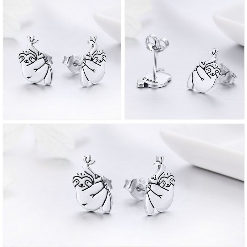 1 Pair Simple Style Dog Flower Inlay Sterling Silver Zircon Ear Studs