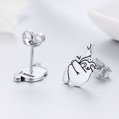 1 Pair Simple Style Dog Flower Inlay Sterling Silver Zircon Ear Studs