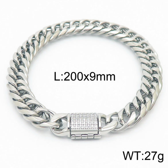 Hip-hop Lock Stainless Steel Plating Inlay Artificial Diamond 18k Gold Plated Men's Necklace