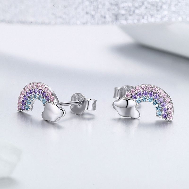 1 Pair Simple Style Dog Flower Inlay Sterling Silver Zircon Ear Studs