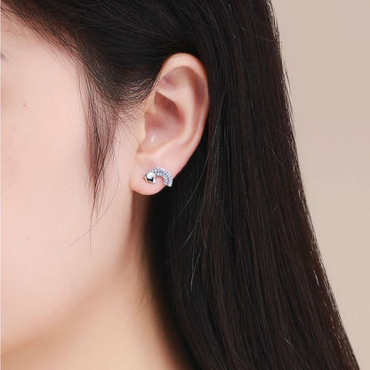 1 Pair Simple Style Dog Flower Inlay Sterling Silver Zircon Ear Studs