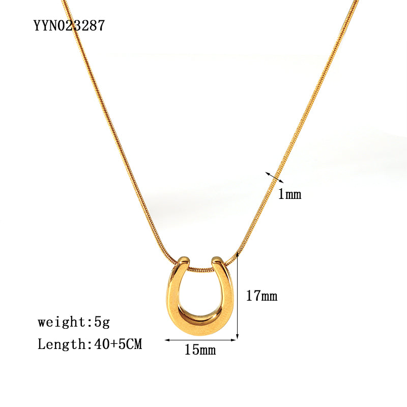 Wholesale Simple Style Solid Color Stainless Steel Plating 18k Gold Plated Pendant Necklace