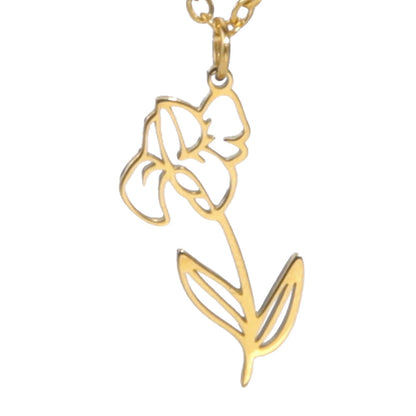 Simple 18k Real Gold Plating Non-fading Ten Birthday Month Flower 304 Material Diy Stainless Steel Pendant