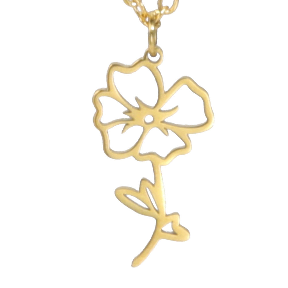 Simple 18k Real Gold Plating Non-fading Ten Birthday Month Flower 304 Material Diy Stainless Steel Pendant