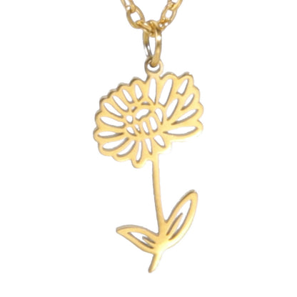 Simple 18k Real Gold Plating Non-fading Ten Birthday Month Flower 304 Material Diy Stainless Steel Pendant