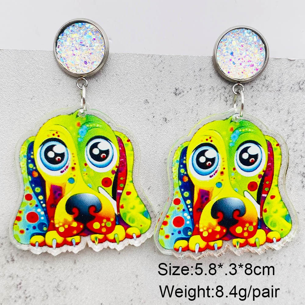 Wholesale Jewelry Cute Streetwear Geometric Animal Cartoon Arylic Drop Earrings