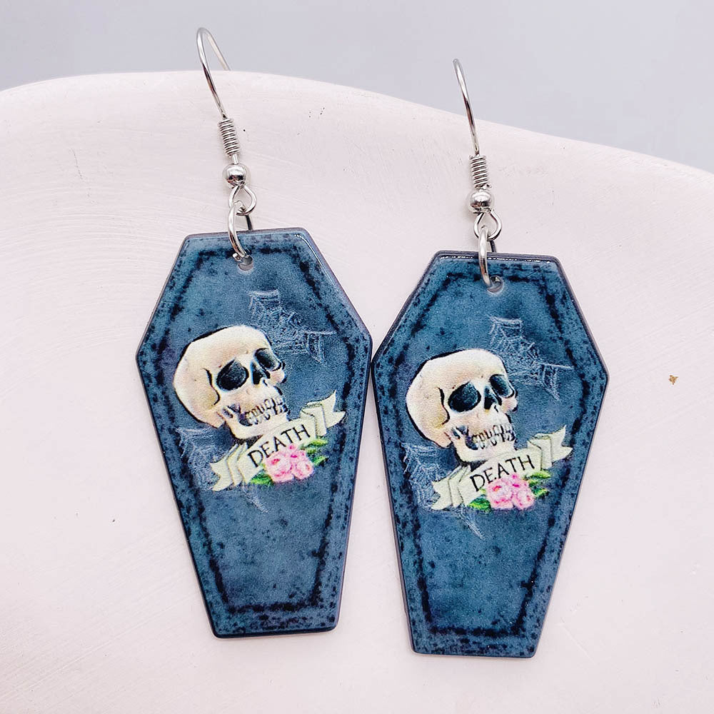 Wholesale Jewelry Funny Letter Skull Arylic Drop Earrings