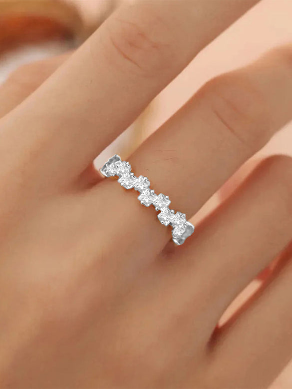 Shiny Geometric Copper Rings Inlay Zircon Copper Rings 1 Piece