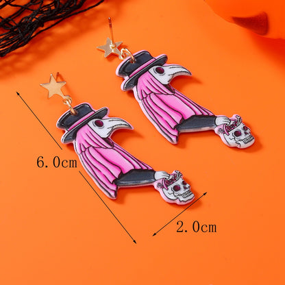 1 Pair Casual Streetwear Geometric Heart Shape Skull Alloy Drop Earrings