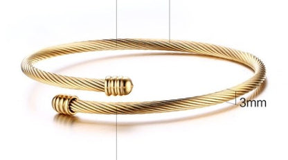 Simple Style Solid Color Stainless Steel Plating Gold Plated Bangle