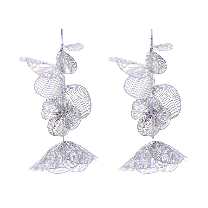 1 Pair Elegant Flower Petal Plating Alloy Gold Plated Silver Plated Drop Earrings