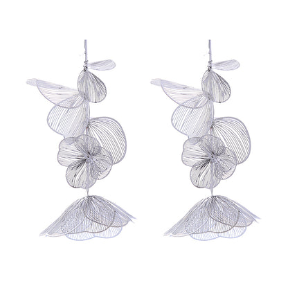 1 Pair Elegant Flower Petal Plating Alloy Gold Plated Silver Plated Drop Earrings