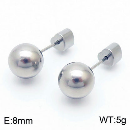 Earrings Wholesale Europe And America Cross Border Round Beads Titanium Steel Women's Stud Earrings Street Simplicity Titanium Steel Earring Accessories