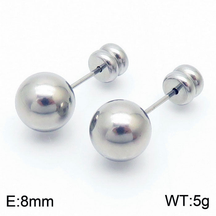 Earrings Wholesale Europe And America Cross Border Round Beads Titanium Steel Women's Stud Earrings Street Simplicity Titanium Steel Earring Accessories